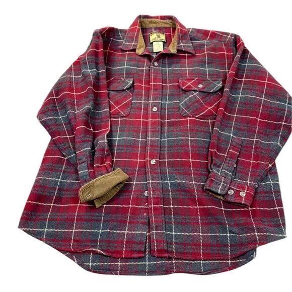 ✨Field & Stream Flannel Shirt Shacket Sz LTall Red Corduroy Flip Cuff✨ - Picture 3 of 6